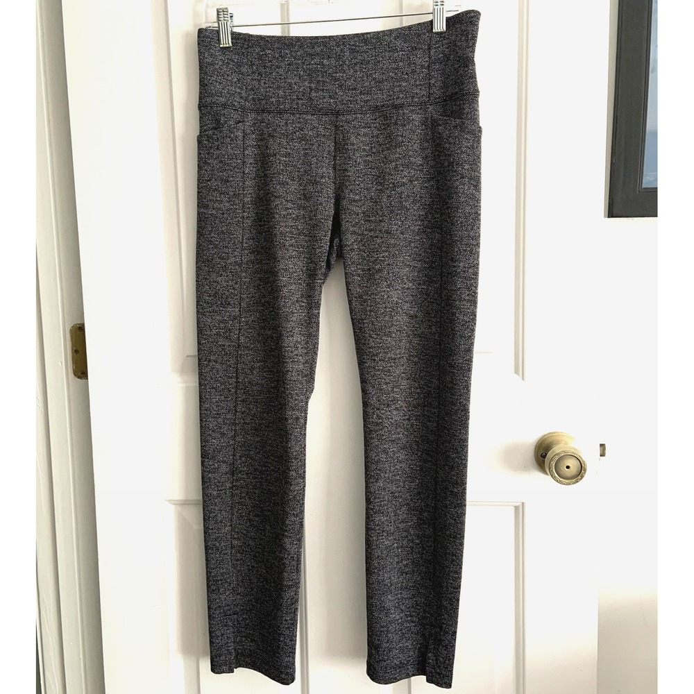 Athleta Womens Gray Herringbone Mercer Tight Legging Pants Side Pocket Size M